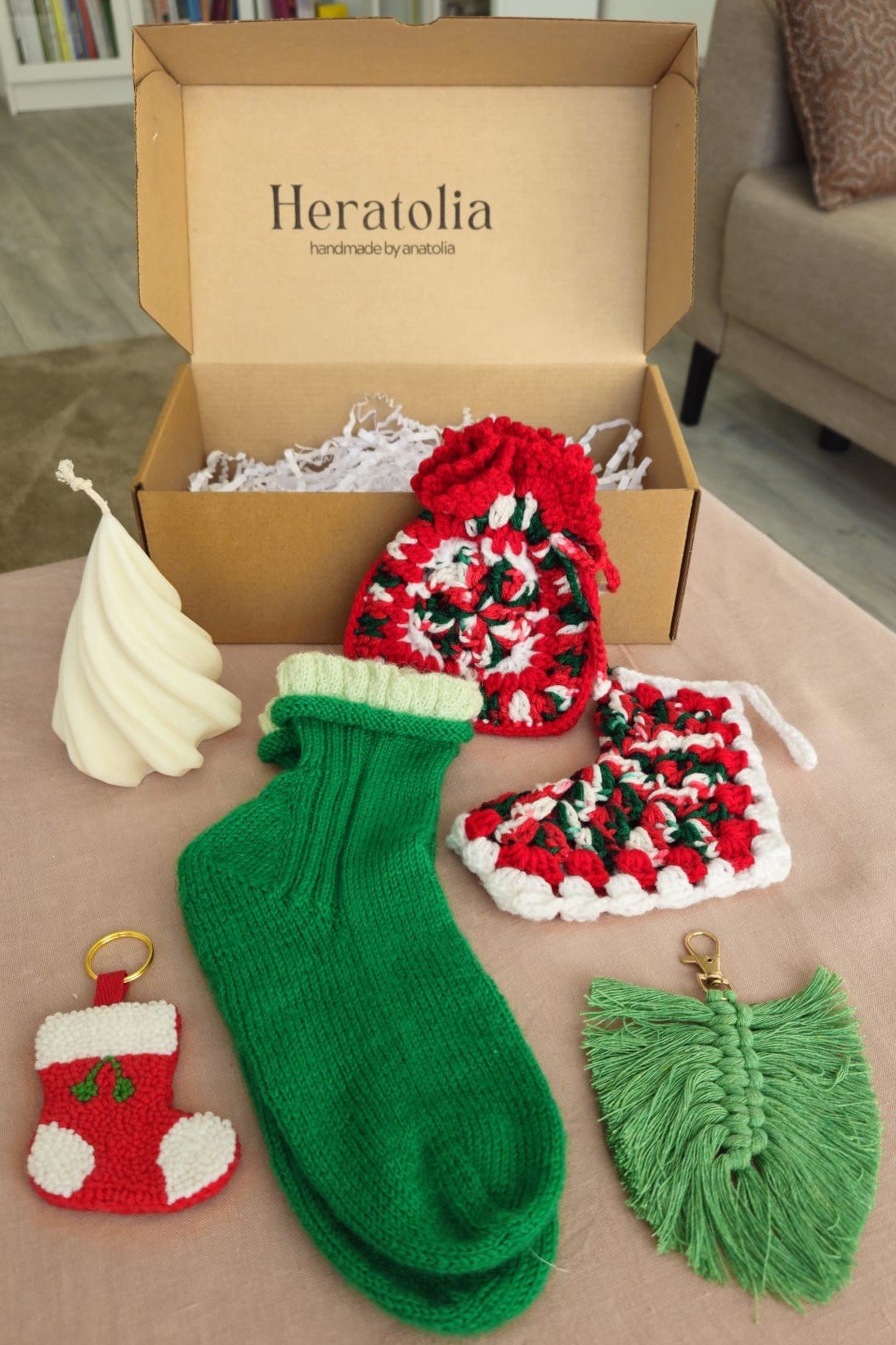 Heratolia Yeşil Çoraplı Yılbaşı Kutusu