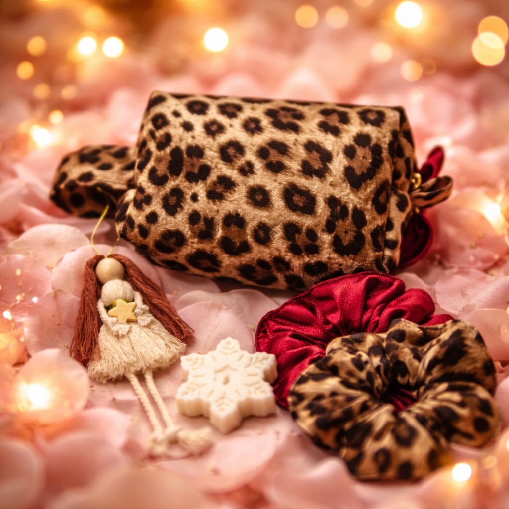 Leopar Desenli Makyaj / Bakım Çantası Seti