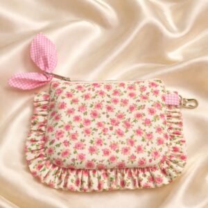 Saten astarlı fermuarlı kumaş çanta