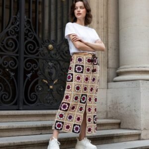 El Örgüsü Granny Square Midi Etek