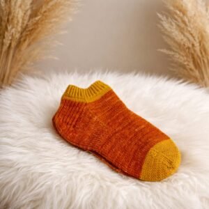 El Örgüsü Yün Çorap | Hardal ve Toprak Tonlu Çorap | %75 Yün Sıcak Çorap | Günlük Kullanım